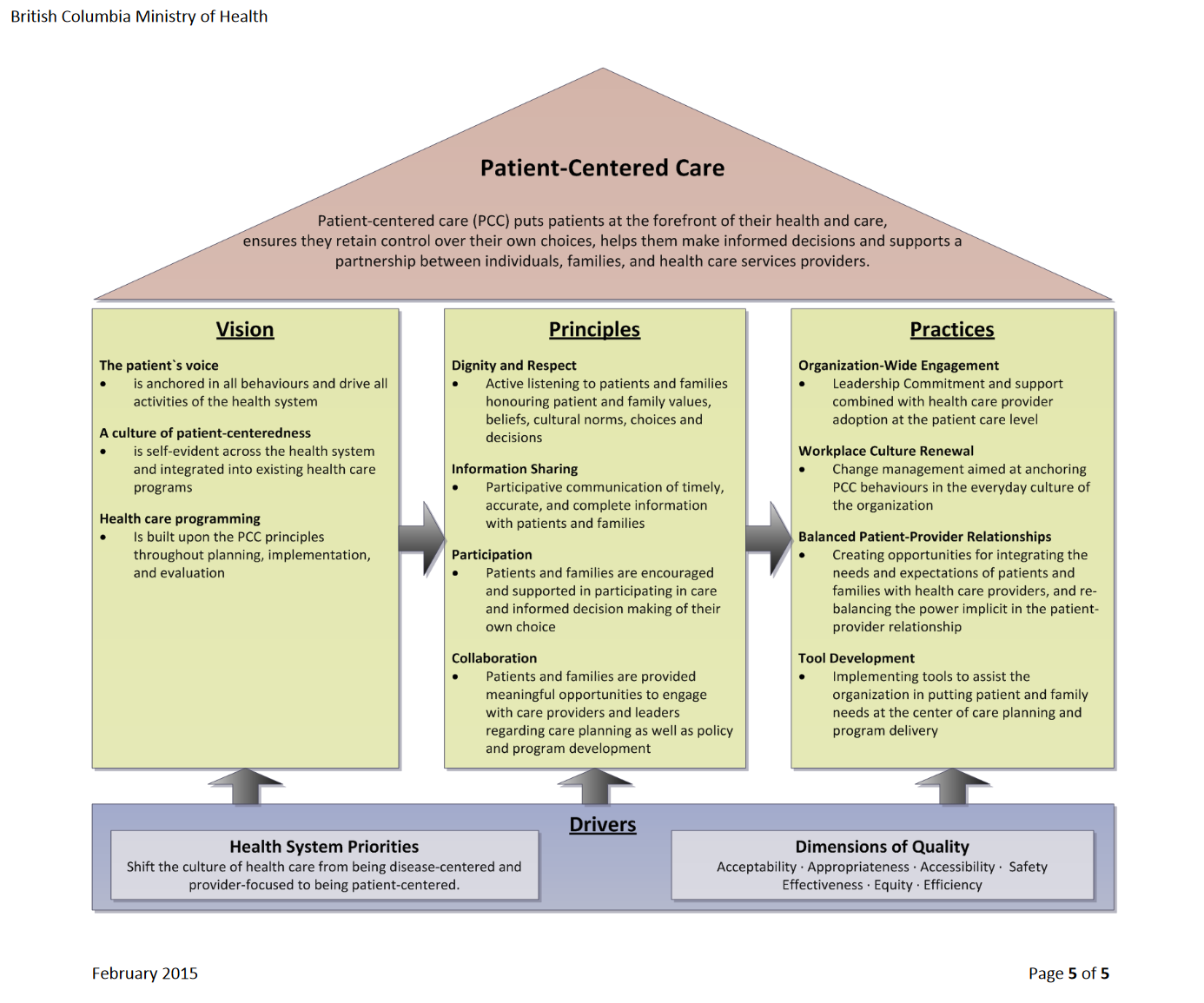 Diagram depicting the patient-centred care framework.